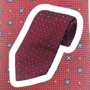 Brooks Brothers Makers 100% Silk Jacquard Tie Mens Foulard Red Blue USA 58.25"